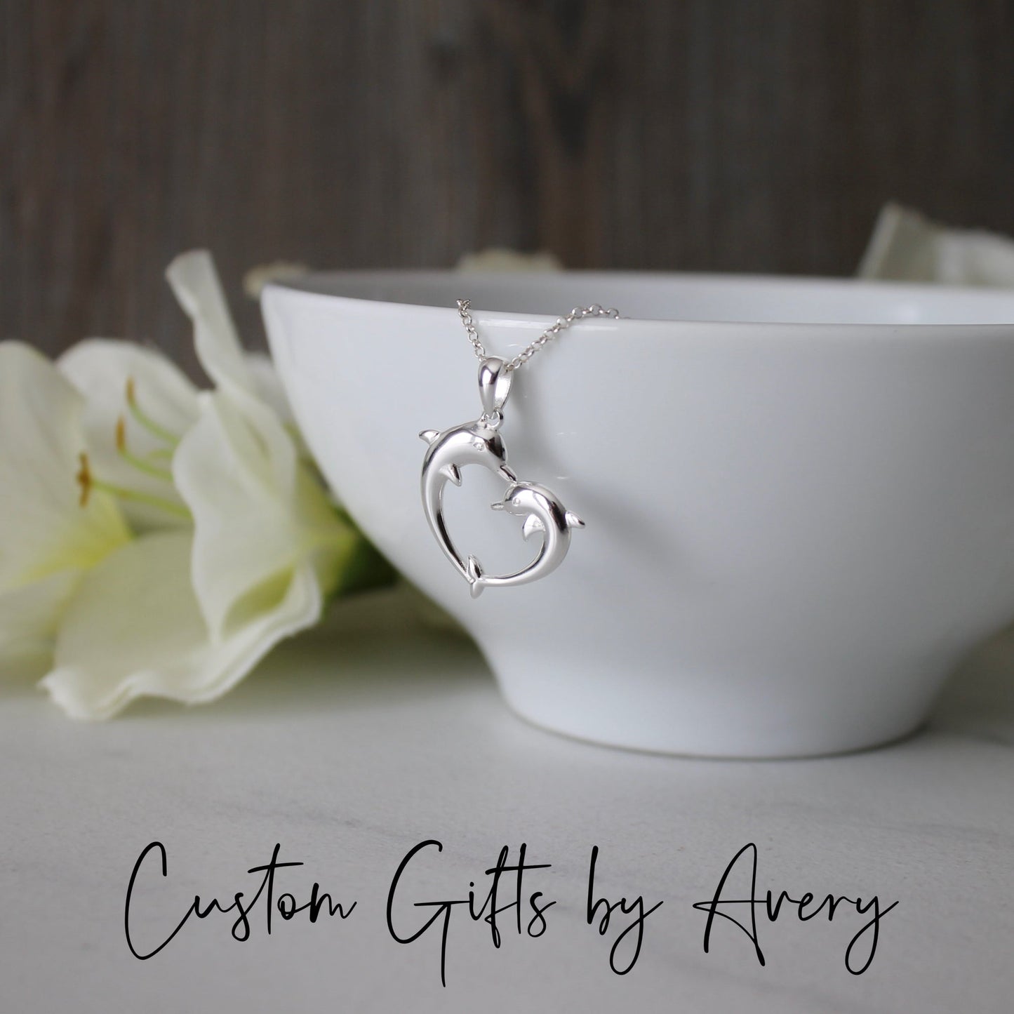 Sterling Silver Dolphin Heart Necklace