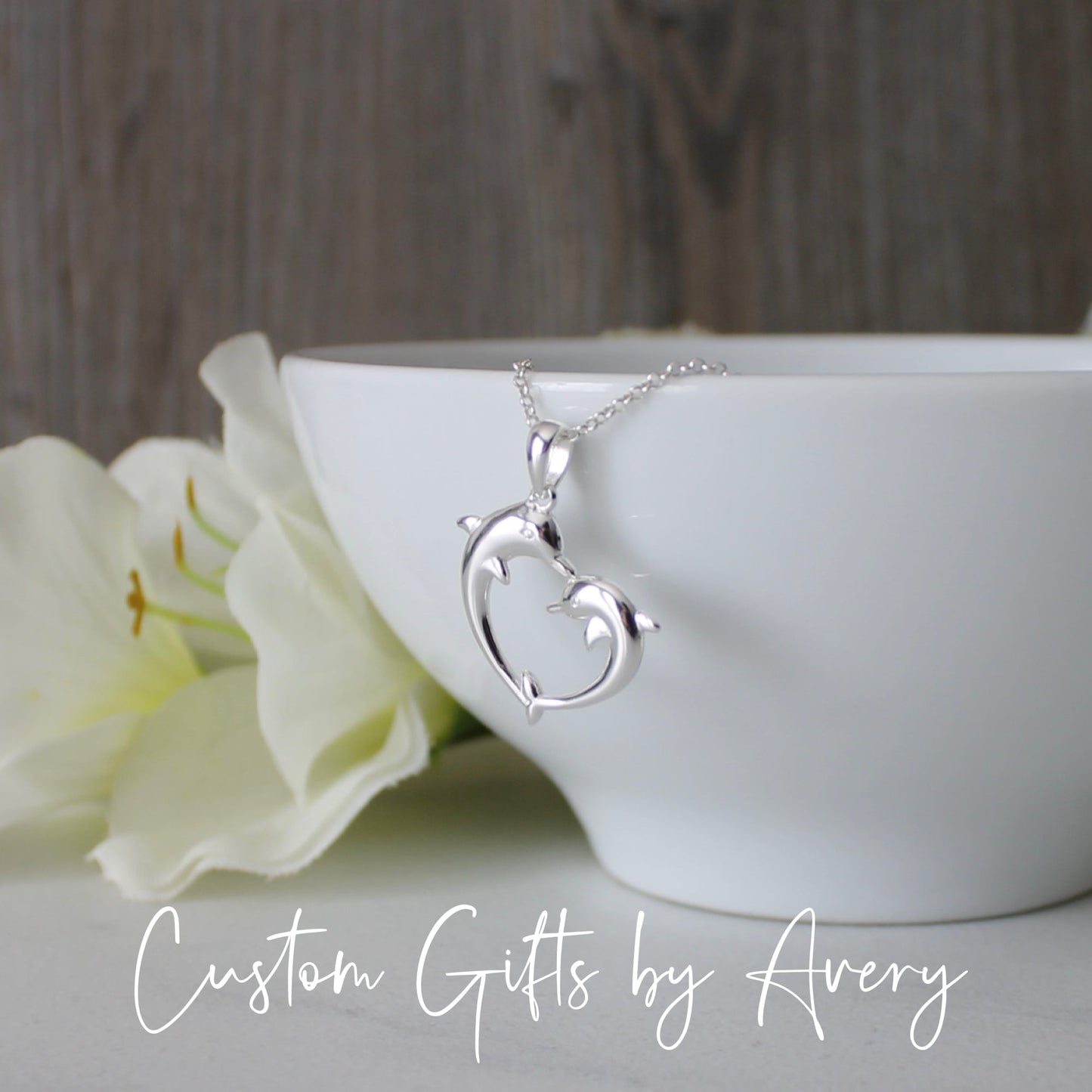 Sterling Silver Dolphin Heart Necklace