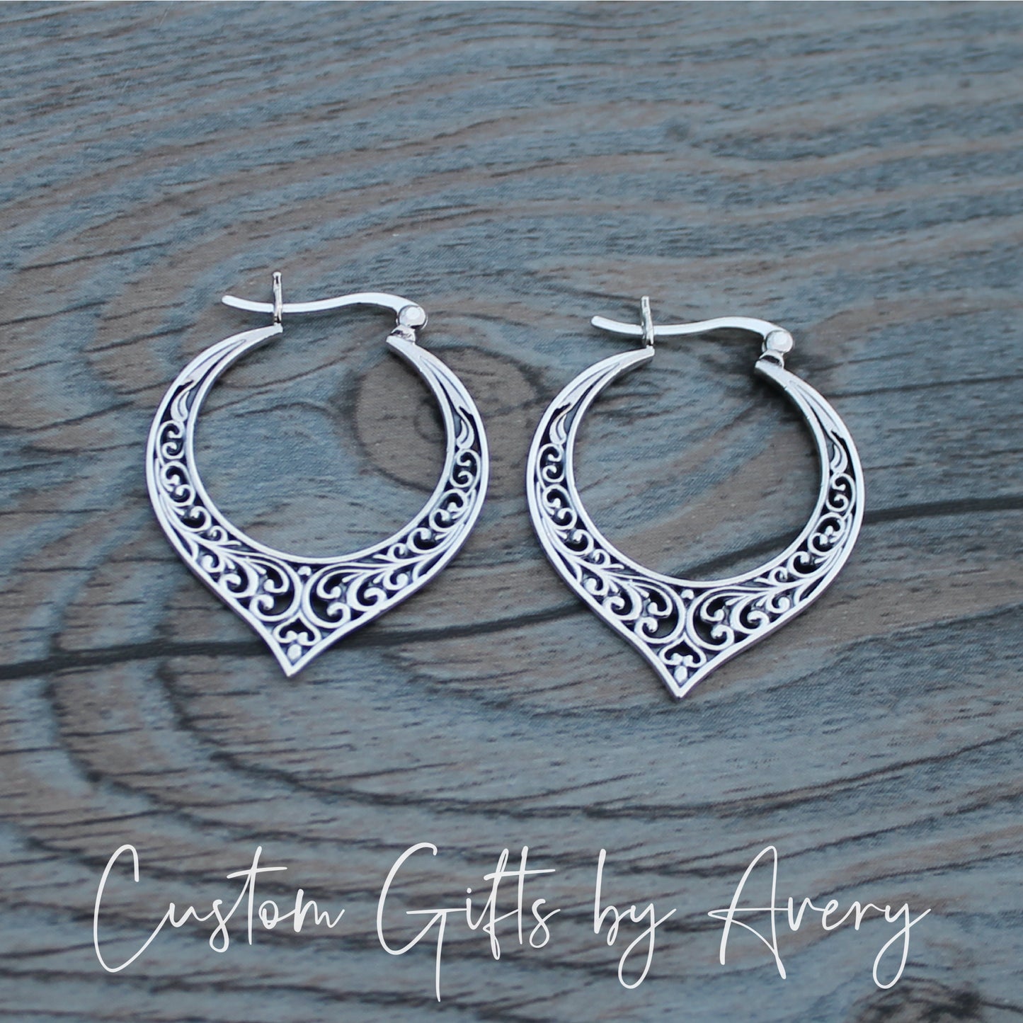 Sterling Silver Filigree Hoop Earrings