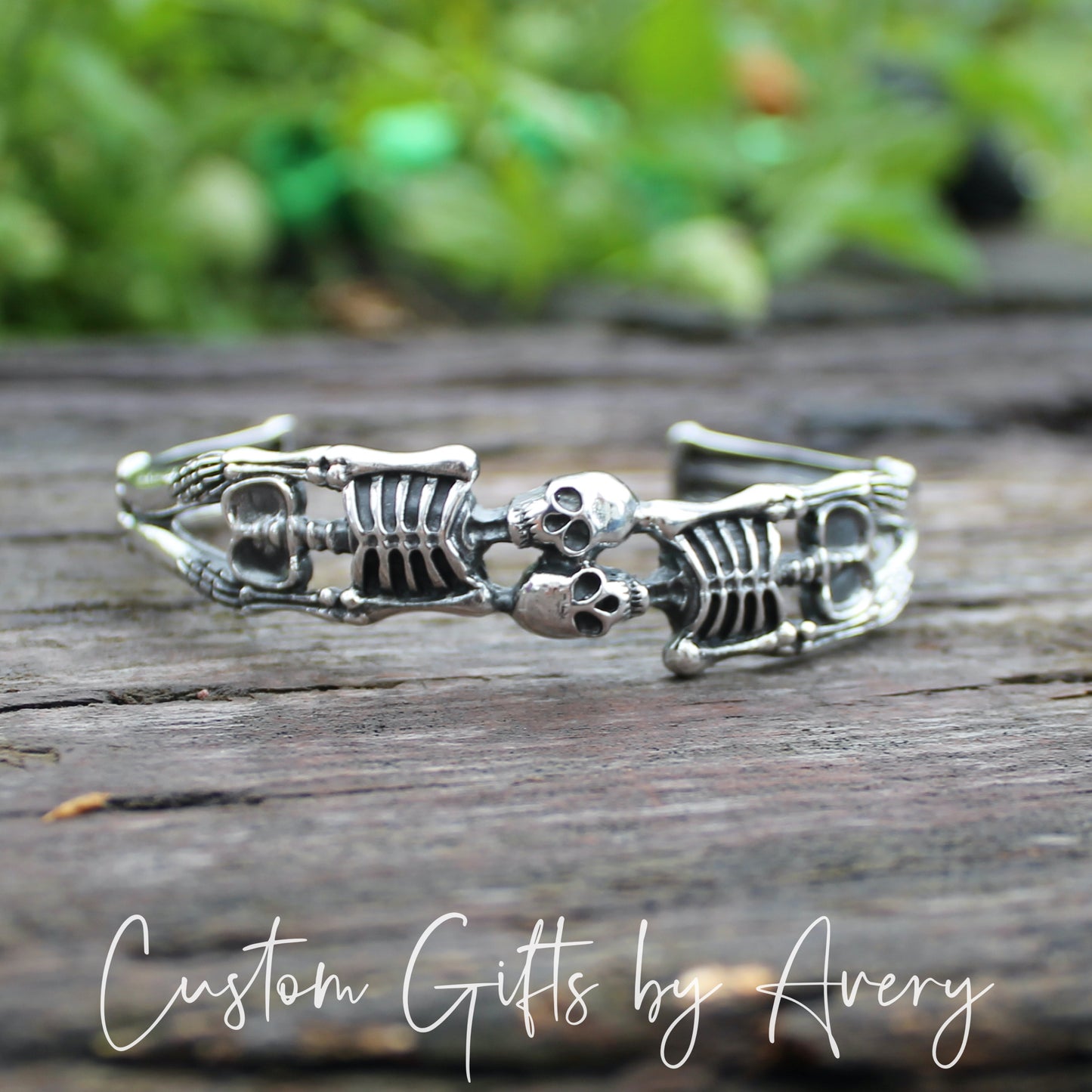 Sterling Silver Double Skeleton Cuff Bracelet