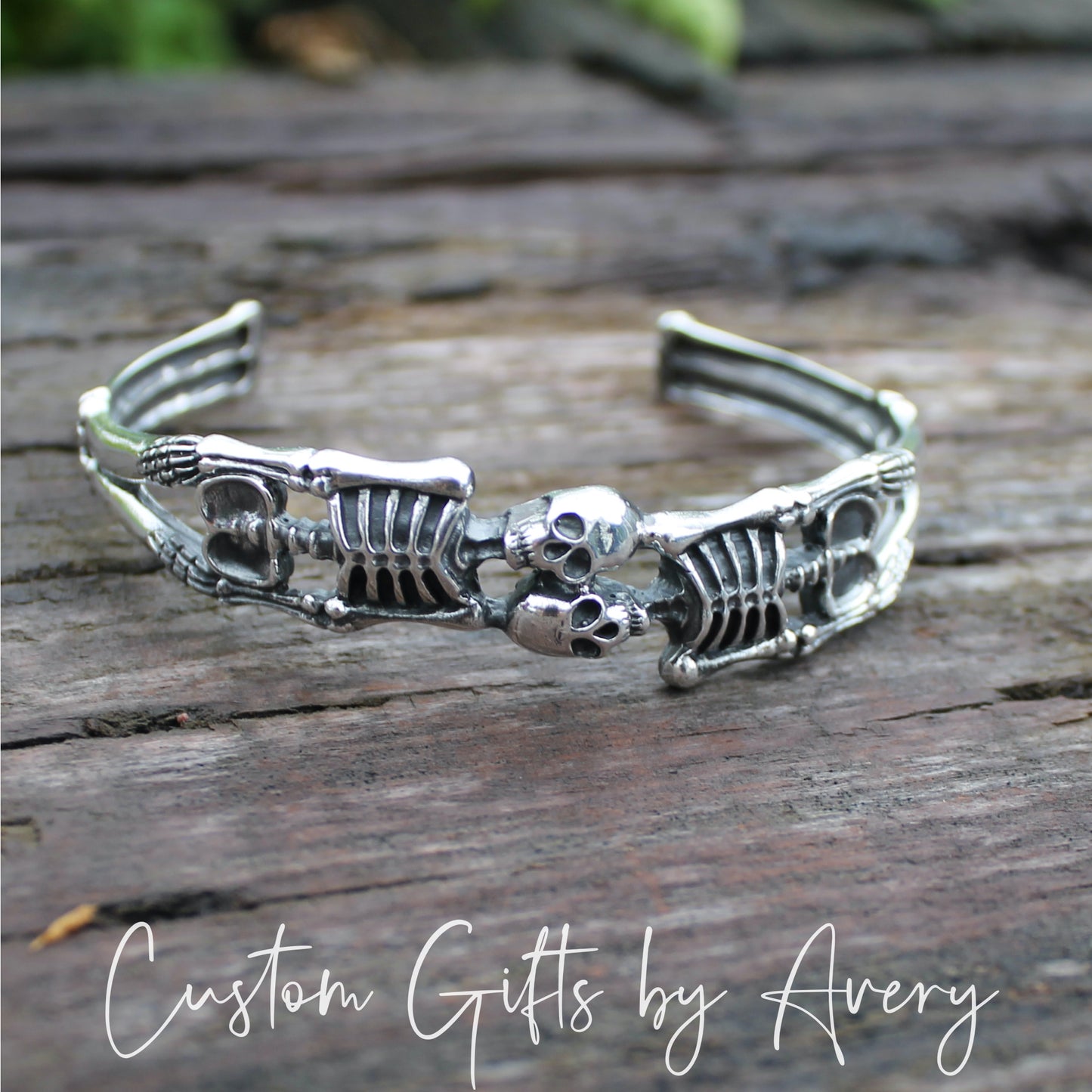 Sterling Silver Double Skeleton Cuff Bracelet