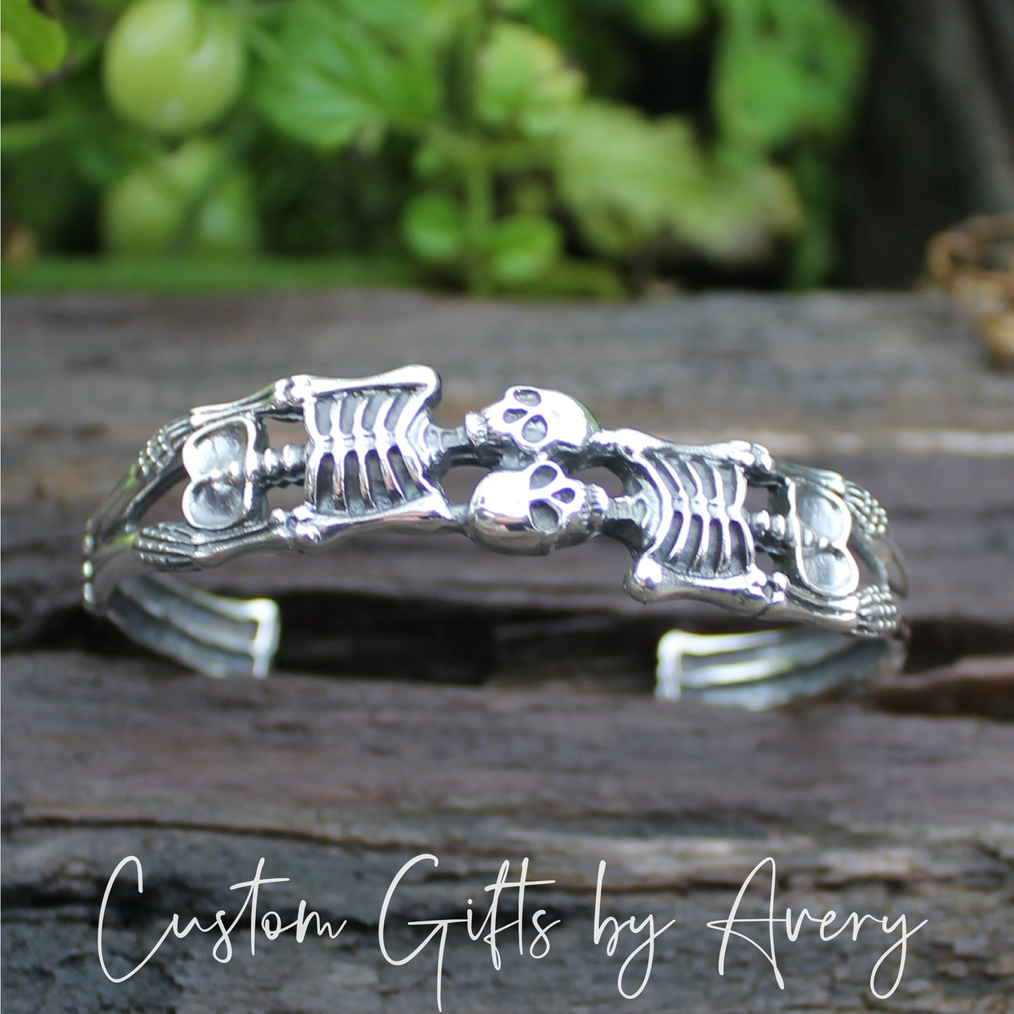 Sterling Silver Double Skeleton Cuff Bracelet