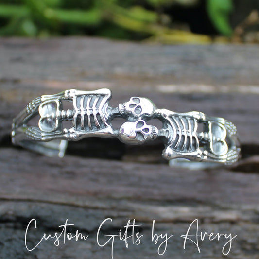 Sterling Silver Double Skeleton Cuff Bracelet