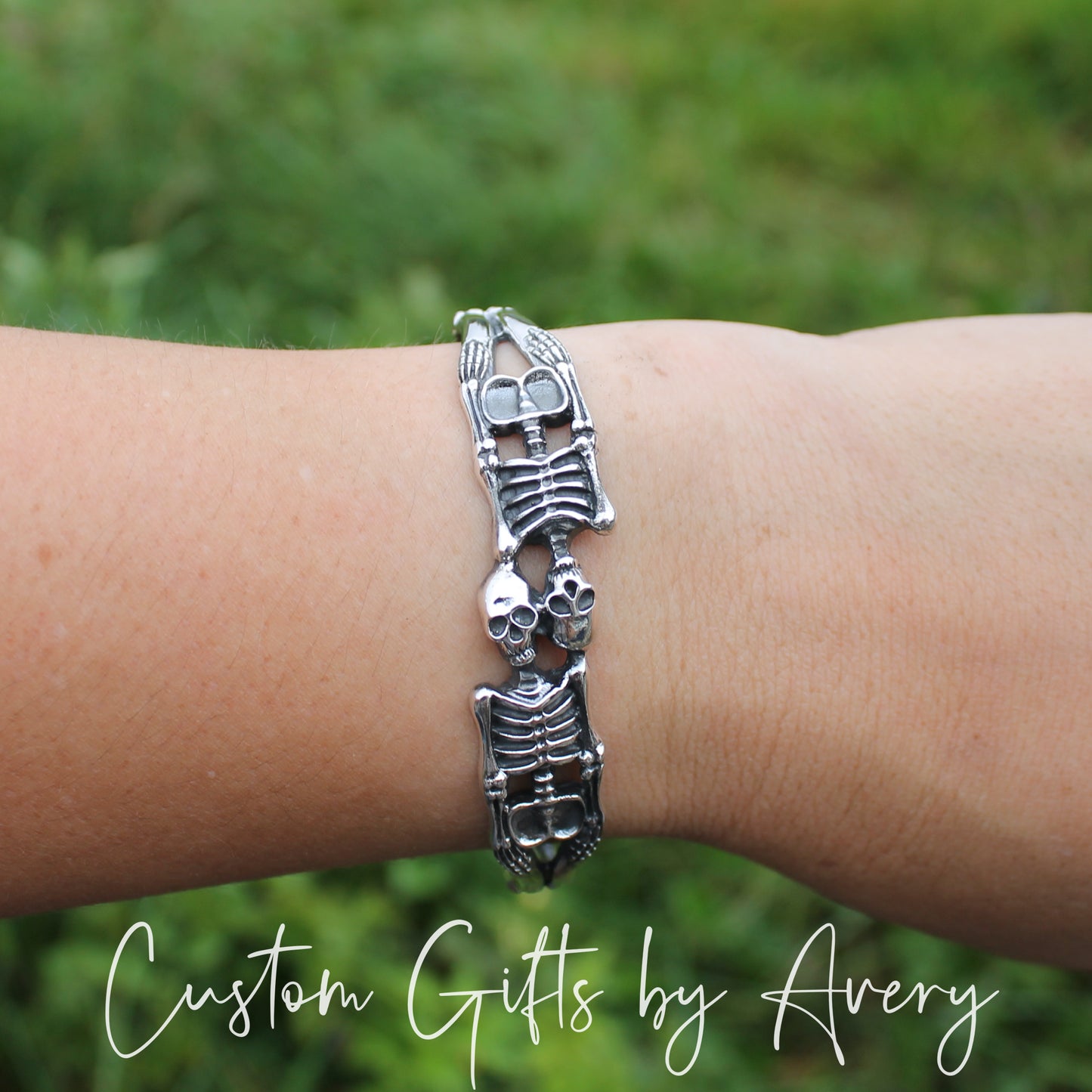 Sterling Silver Double Skeleton Cuff Bracelet