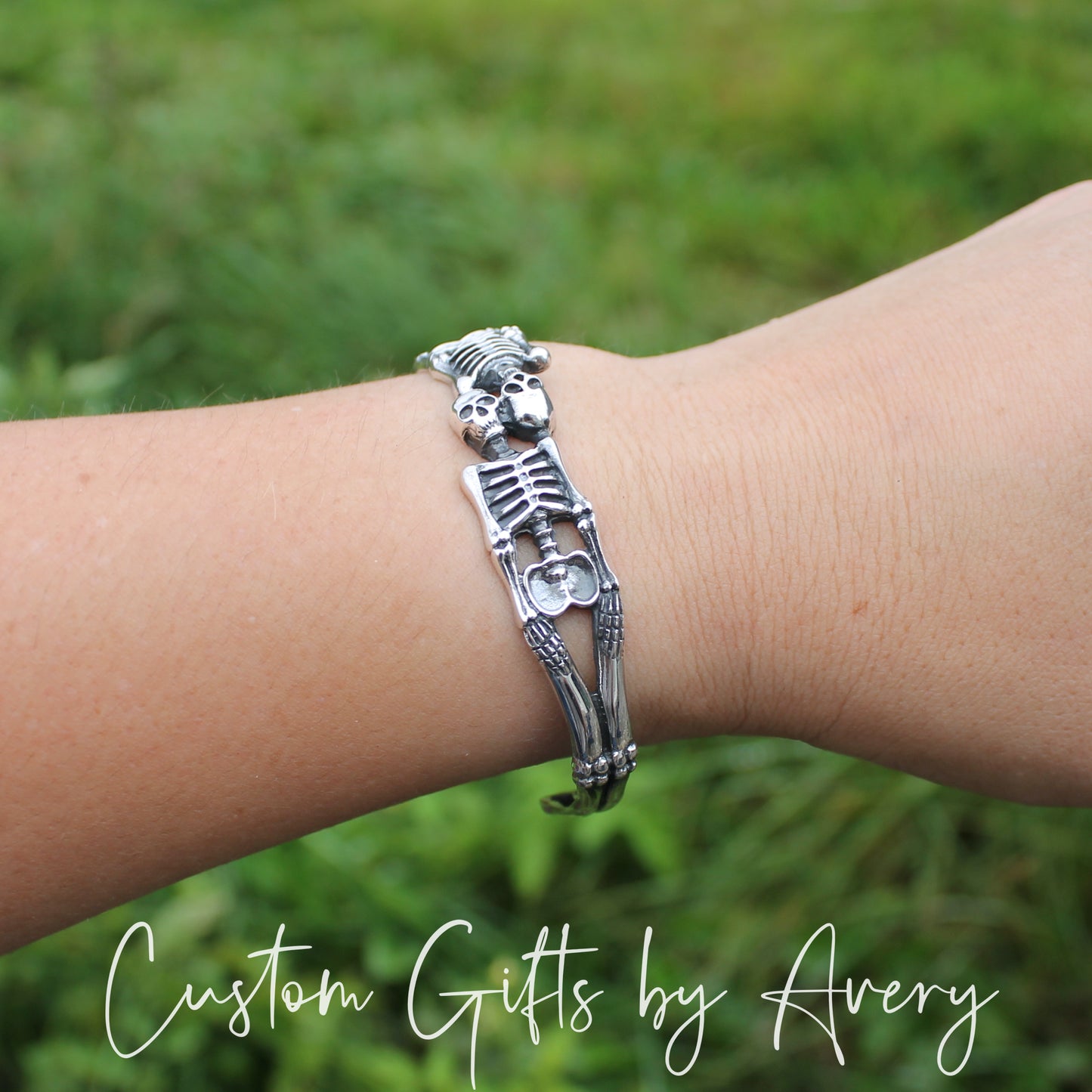 Sterling Silver Double Skeleton Cuff Bracelet