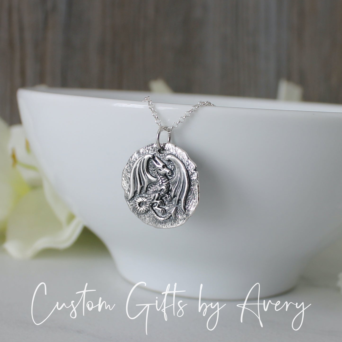 Sterling Silver Dragon Coin Necklace