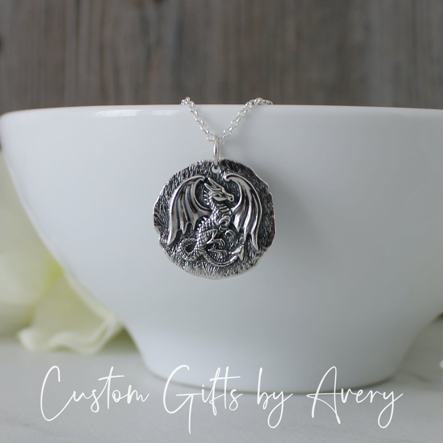 Sterling Silver Dragon Coin Necklace