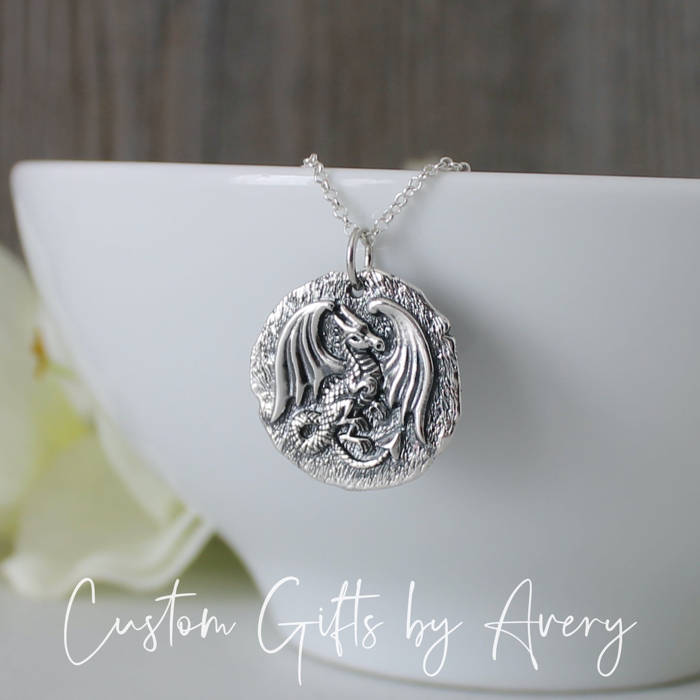 Sterling Silver Dragon Coin Necklace