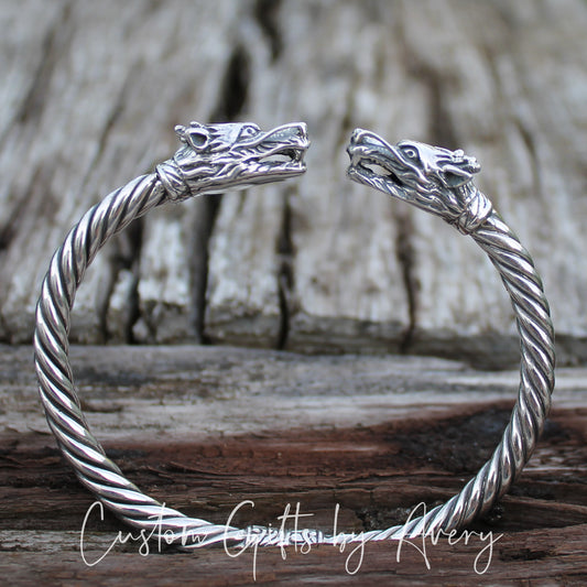 Sterling Silver Dragon Cuff Bracelet