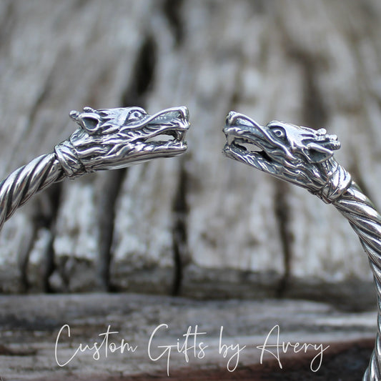 Sterling Silver Dragon Cuff Bracelet