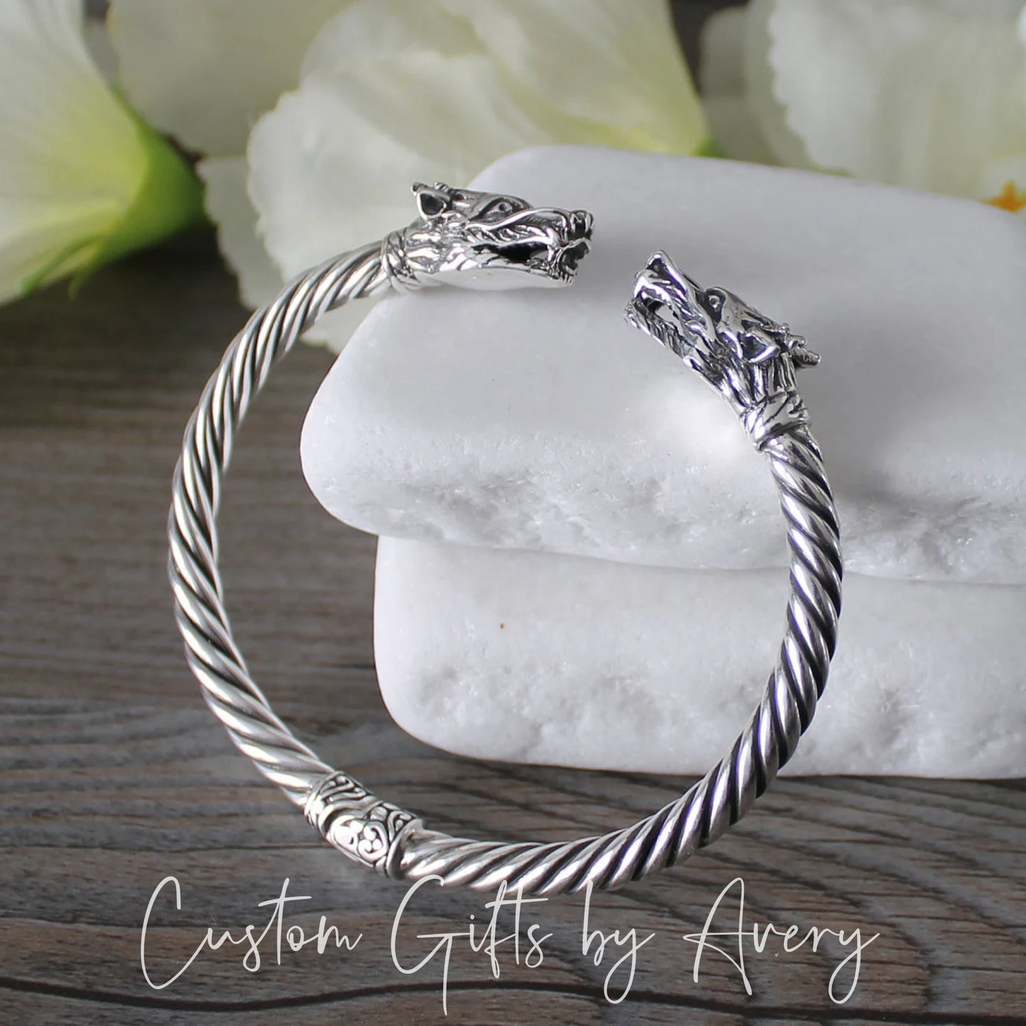 Sterling Silver Dragon Cuff Bracelet