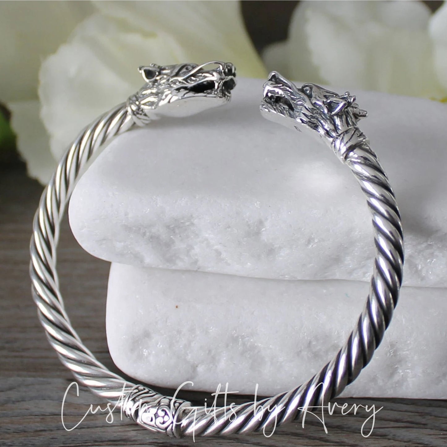 Sterling Silver Dragon Cuff Bracelet