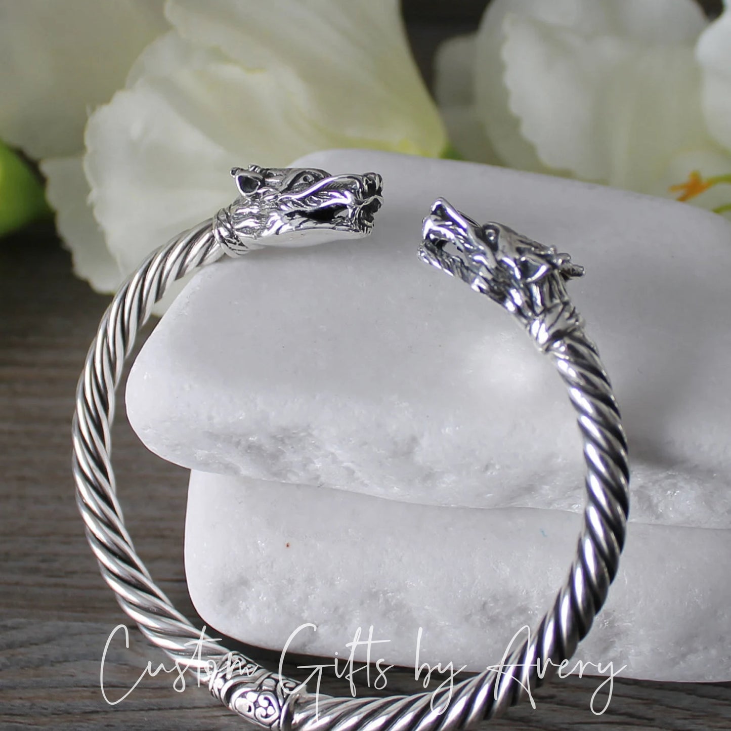 Sterling Silver Dragon Cuff Bracelet