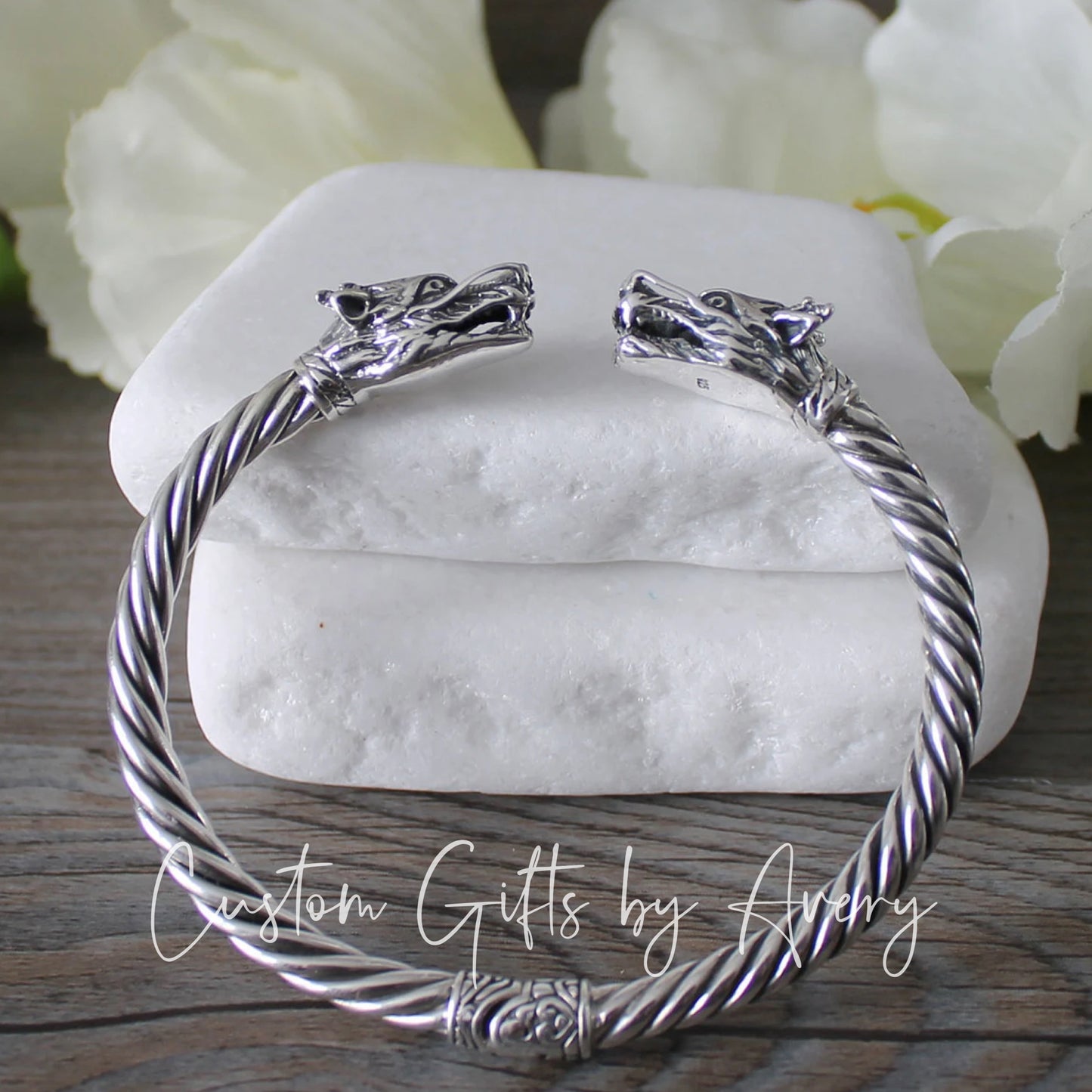 Sterling Silver Dragon Cuff Bracelet