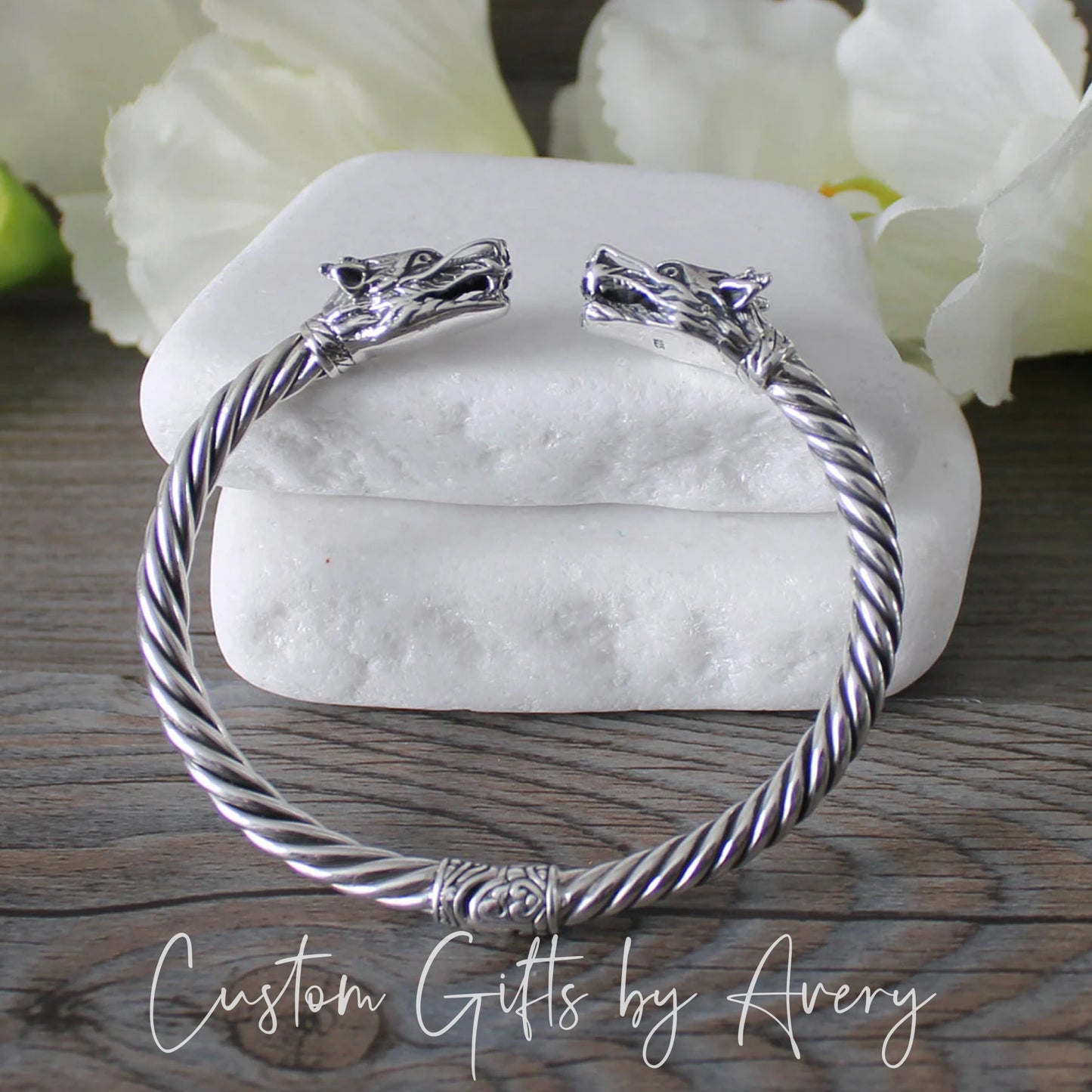 Sterling Silver Dragon Cuff Bracelet