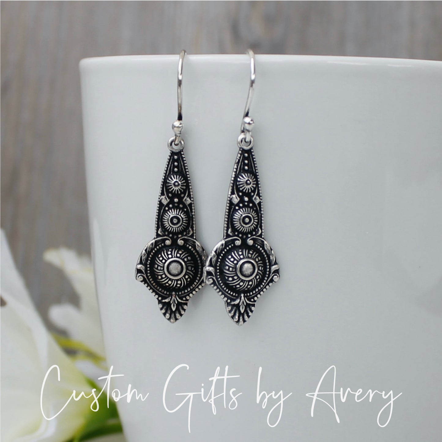 Silver Art Nouveau Earrings