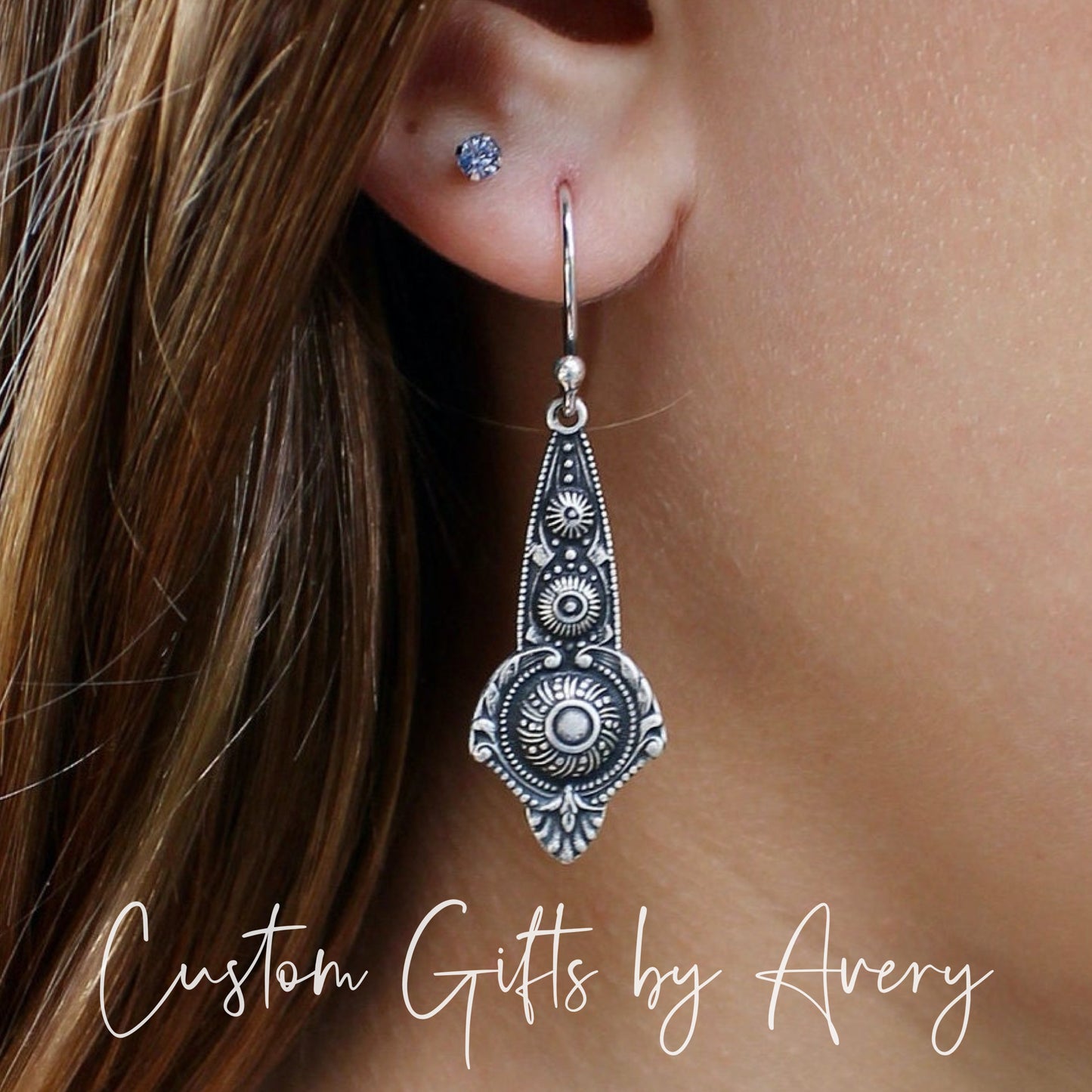 Silver Art Nouveau Earrings