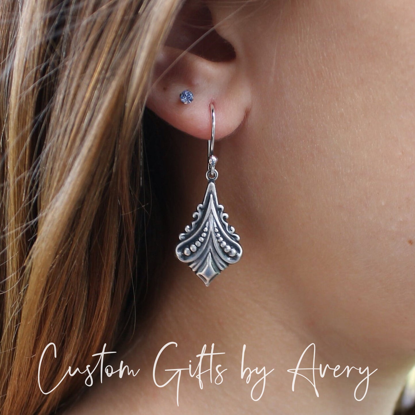 Silver Art Nouveau Flourish Drop Earrings