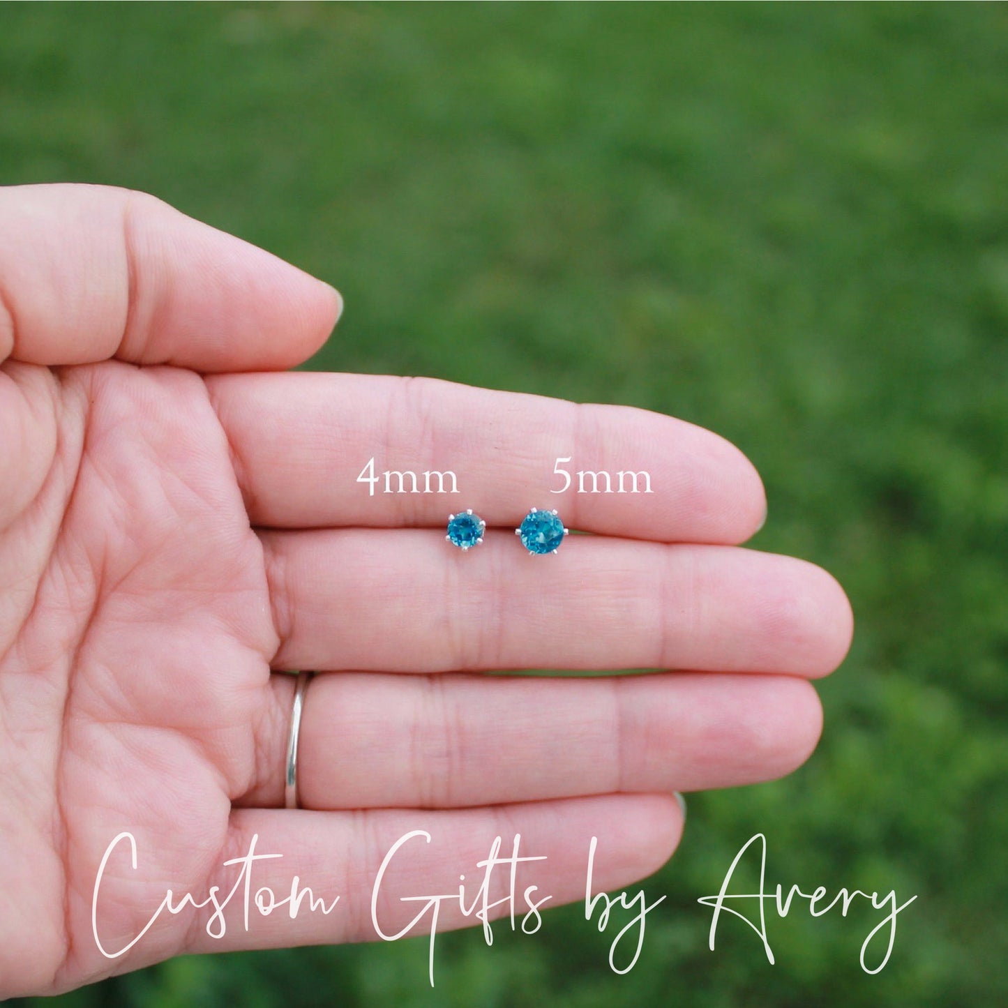 Tiny Sterling Silver & Genuine London Blue Topaz Studs