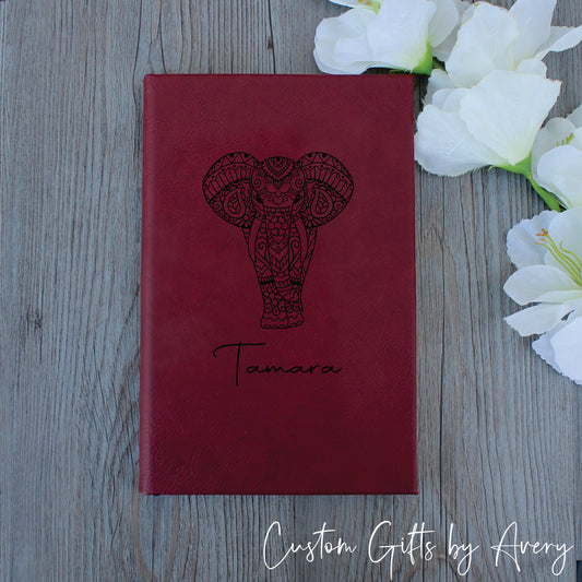 Personalized Notebook Journal ~ Mandala Elephant