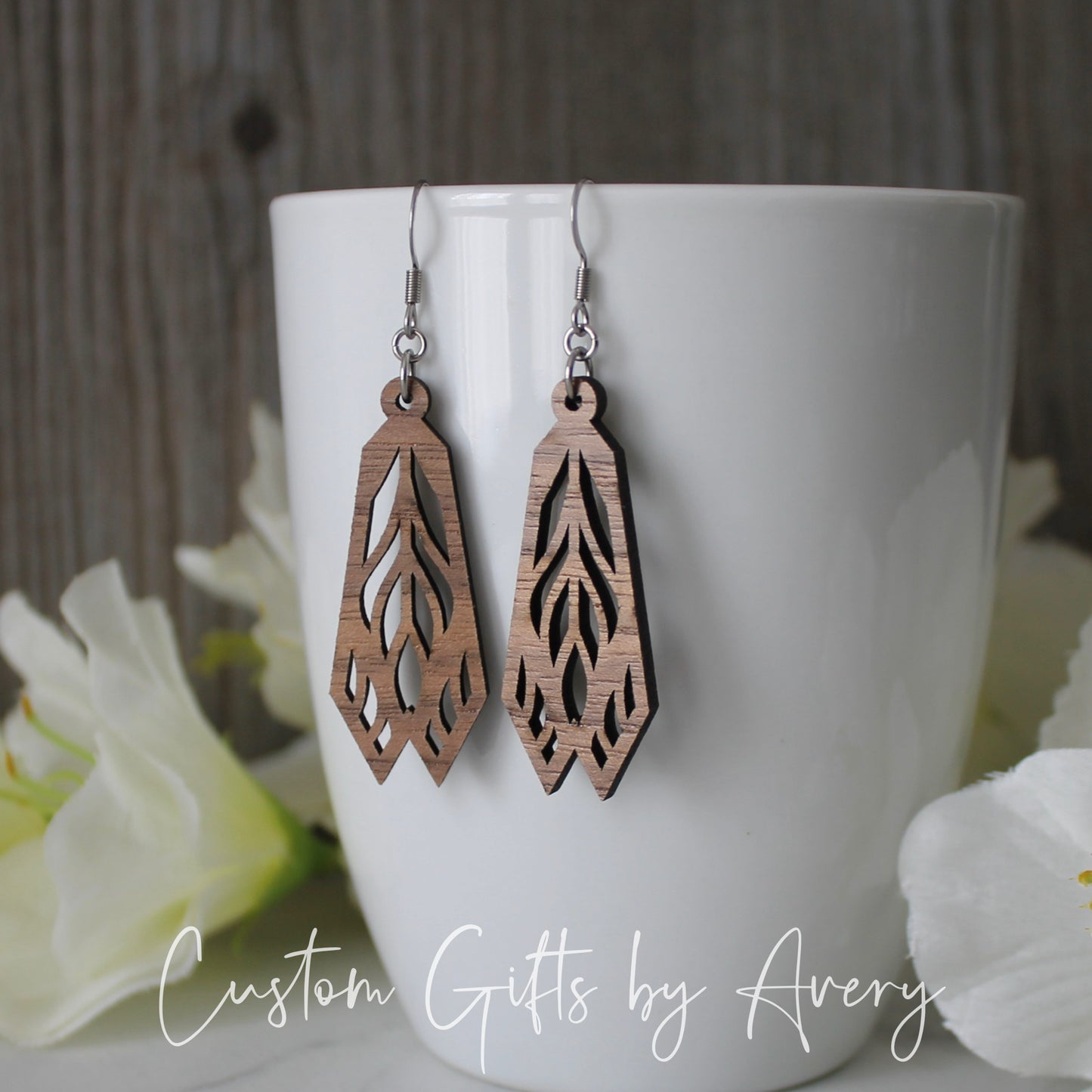 Fairy Wing Earrings in Walnut Wood