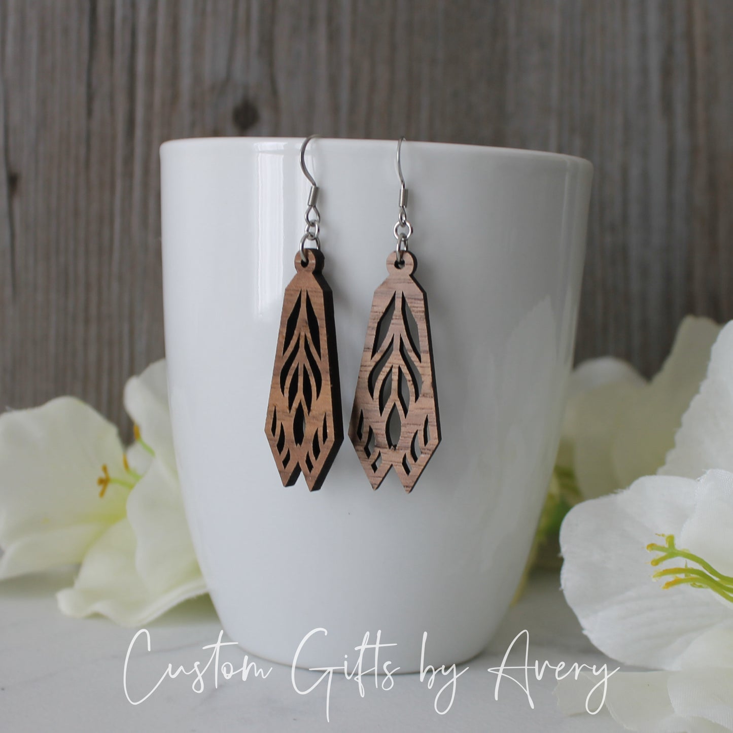 Fairy Wing Earrings in Walnut Wood