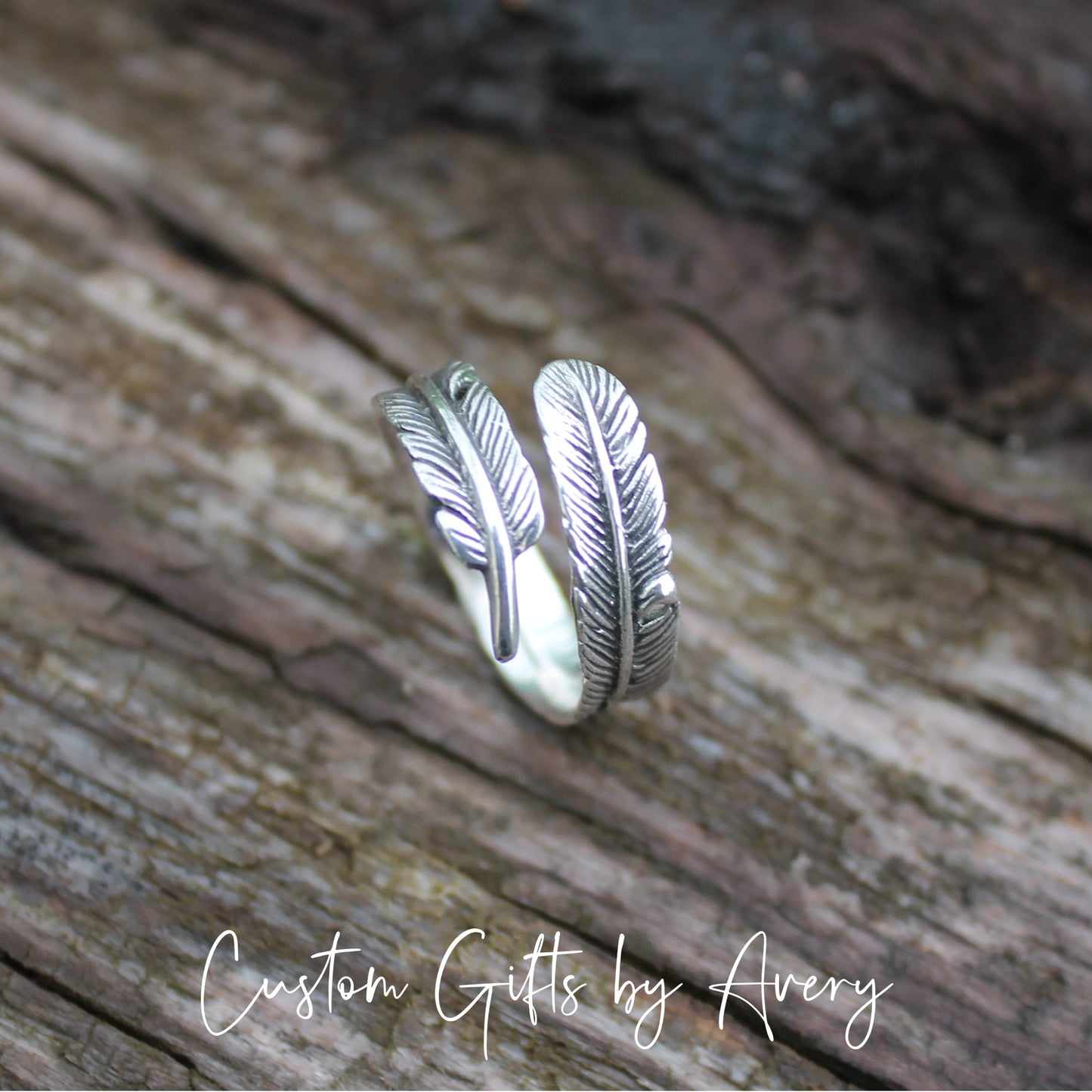 Adjustable Sterling Silver Feather Ring