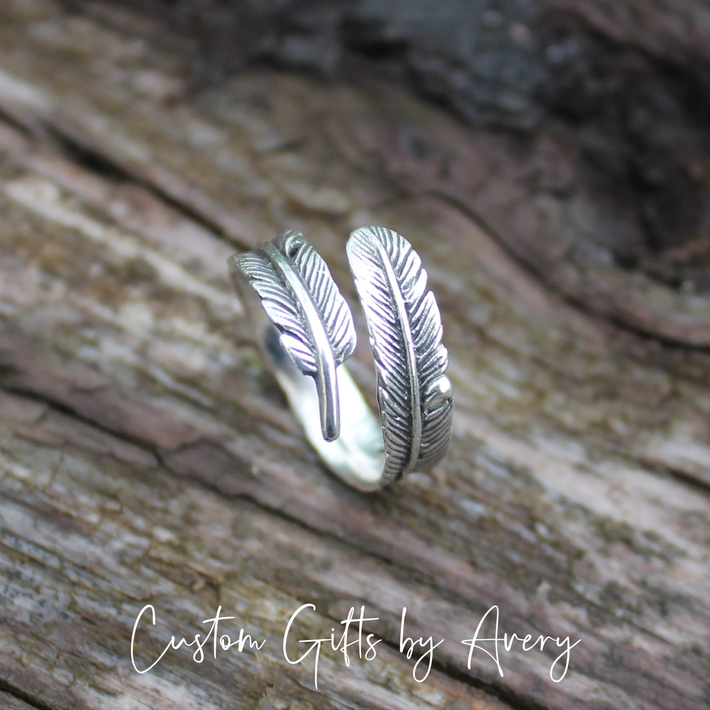 Adjustable Sterling Silver Feather Ring