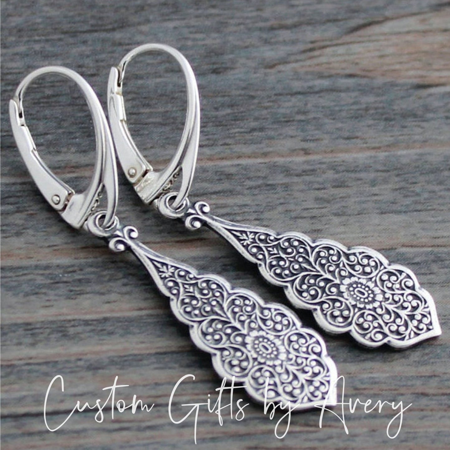 Art Deco Silver Filigree Teardrop Earrings