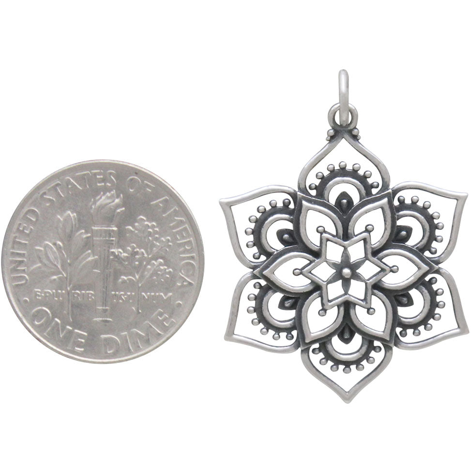 Sterling Silver Flower Mandala Necklace