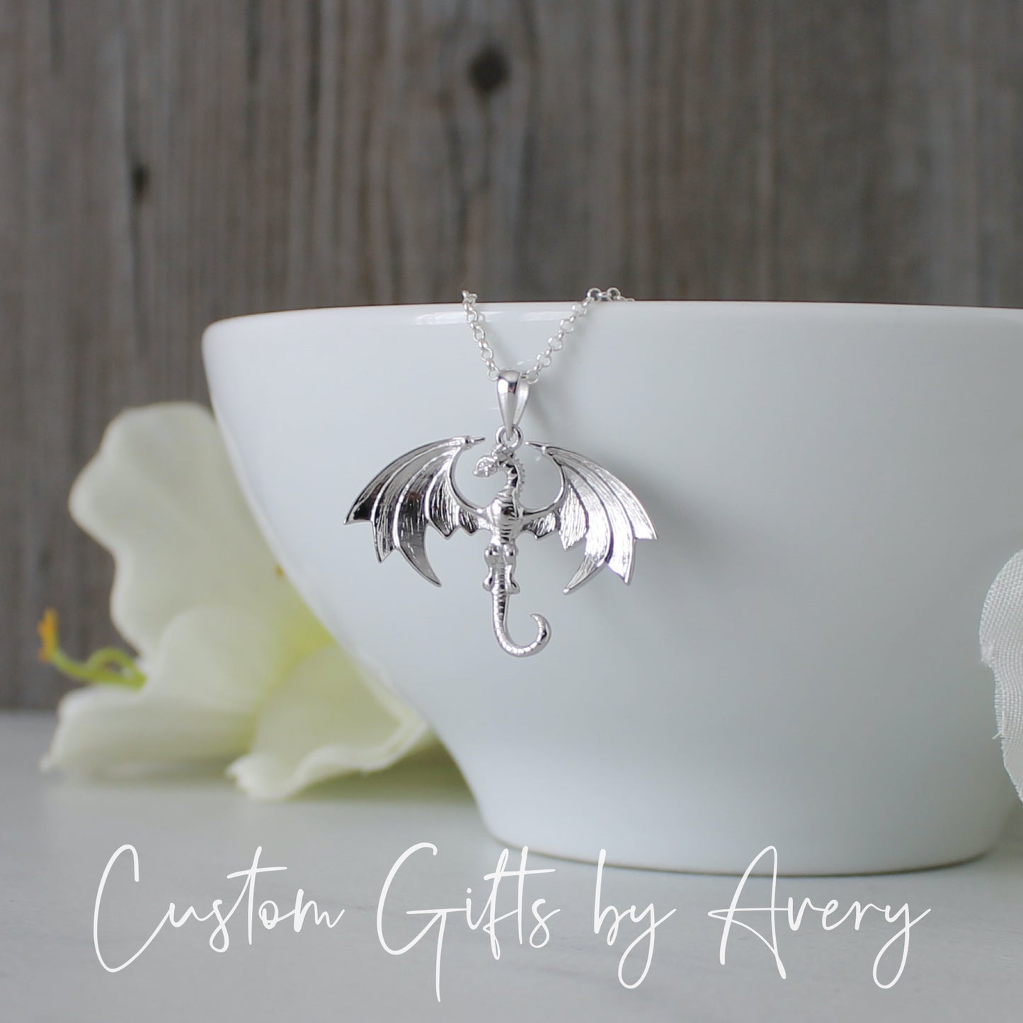 Sterling Silver Flying Dragon Necklace