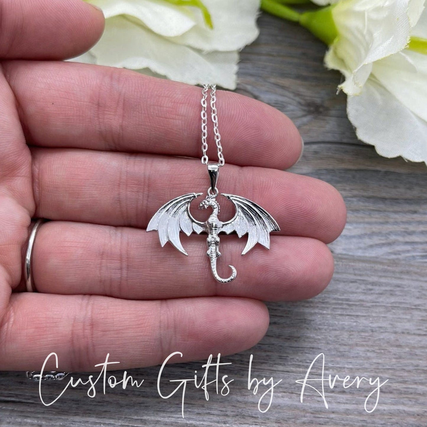 Sterling Silver Flying Dragon Necklace