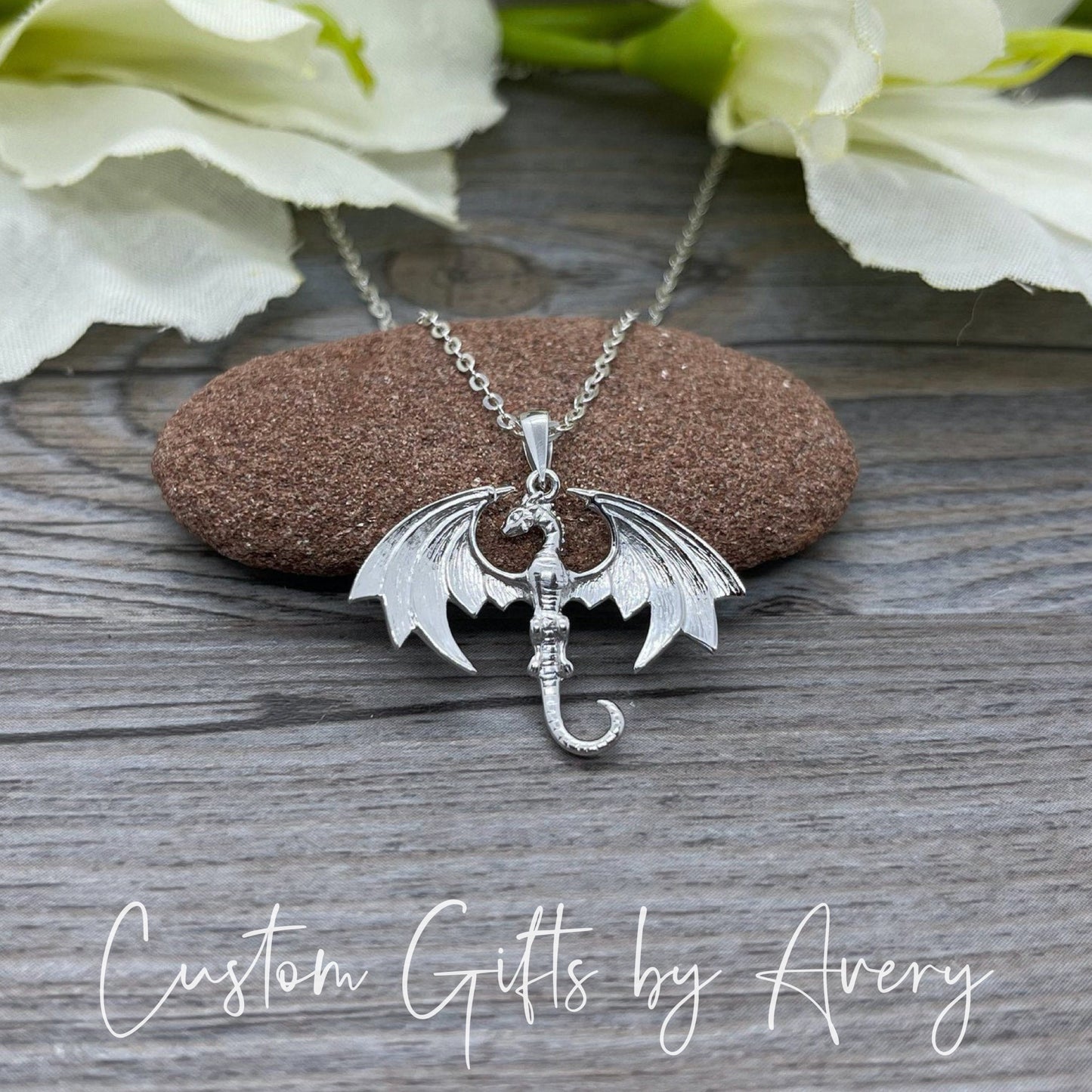 Sterling Silver Flying Dragon Necklace