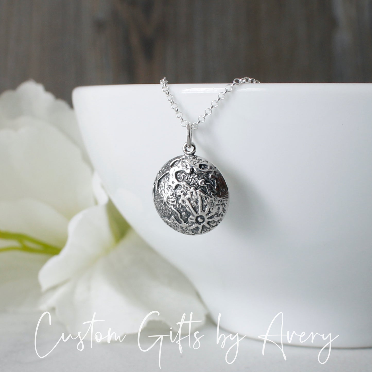 Sterling Silver Full Moon Necklace