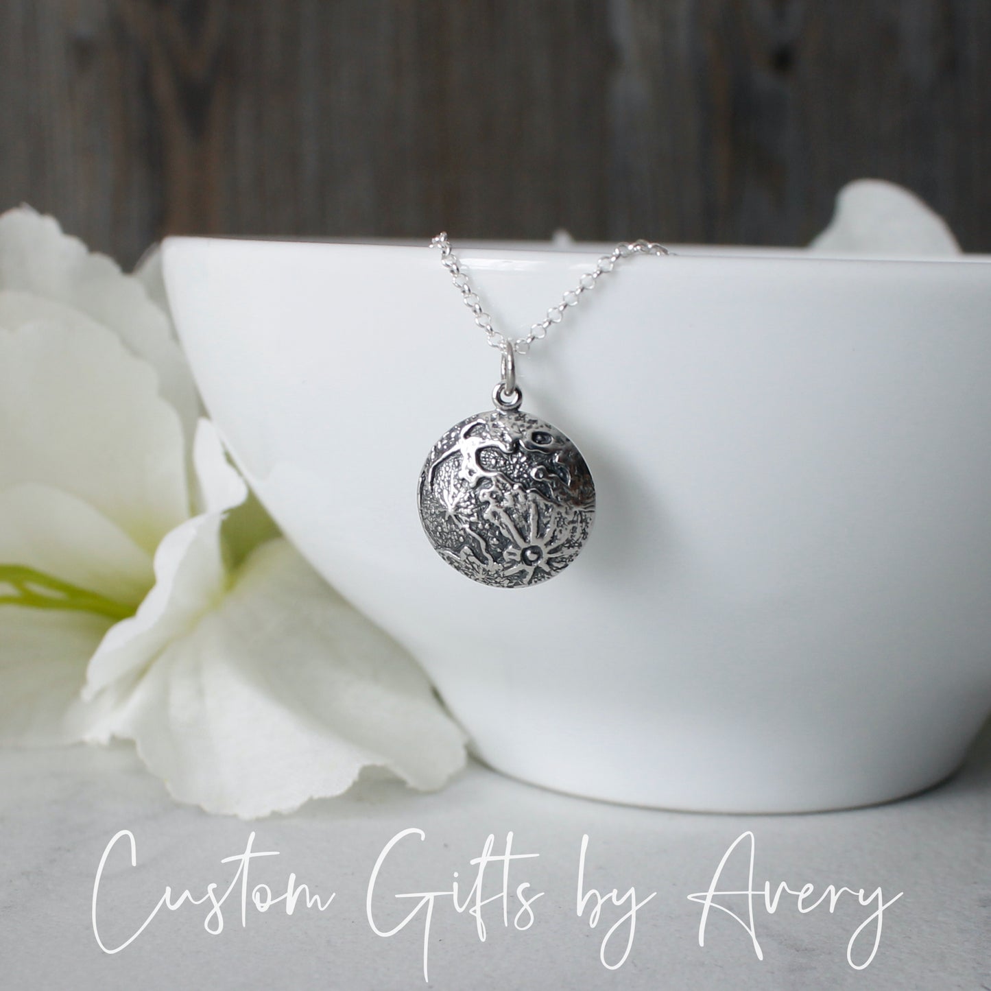 Sterling Silver Full Moon Necklace