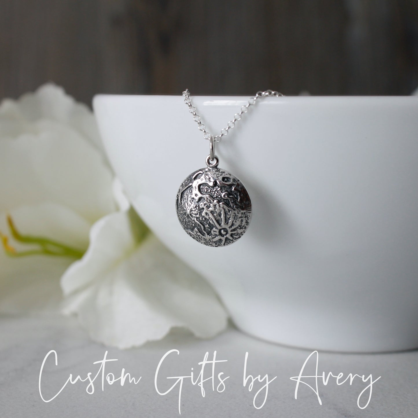 Sterling Silver Full Moon Necklace