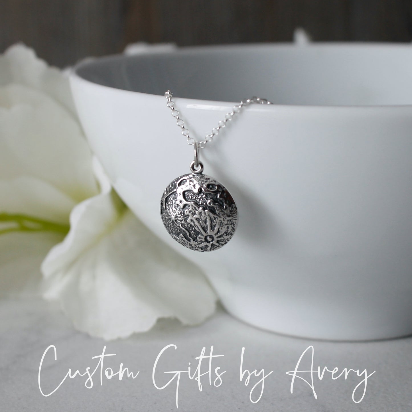 Sterling Silver Full Moon Necklace