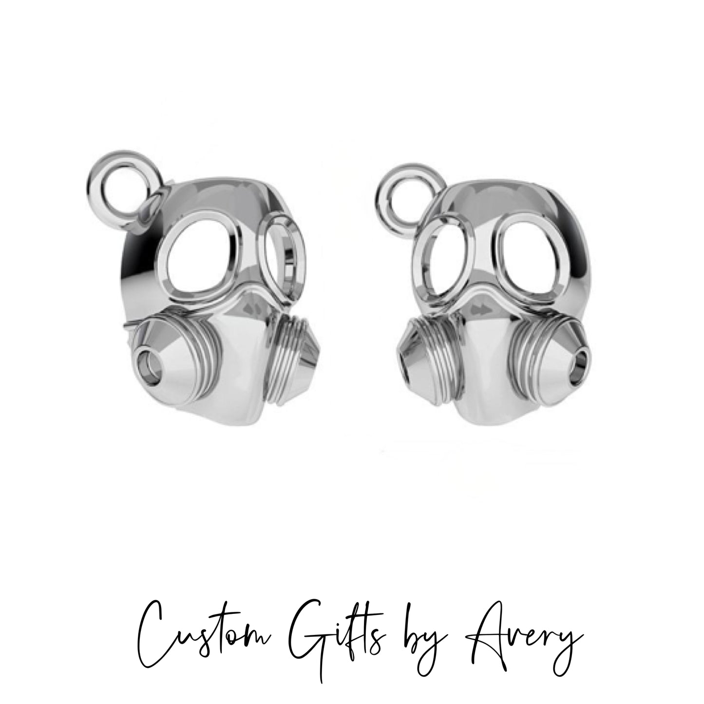 Tiny Sterling Silver Gas Mask Necklace