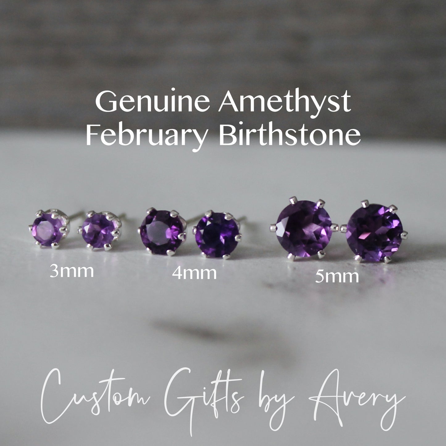 Tiny Sterling Silver & Genuine Amethyst Studs