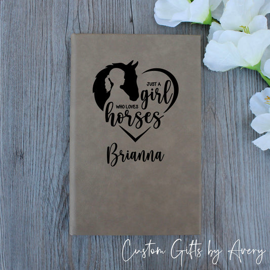 Personalized Notebook Journal ~ Girl Who Loves Horses