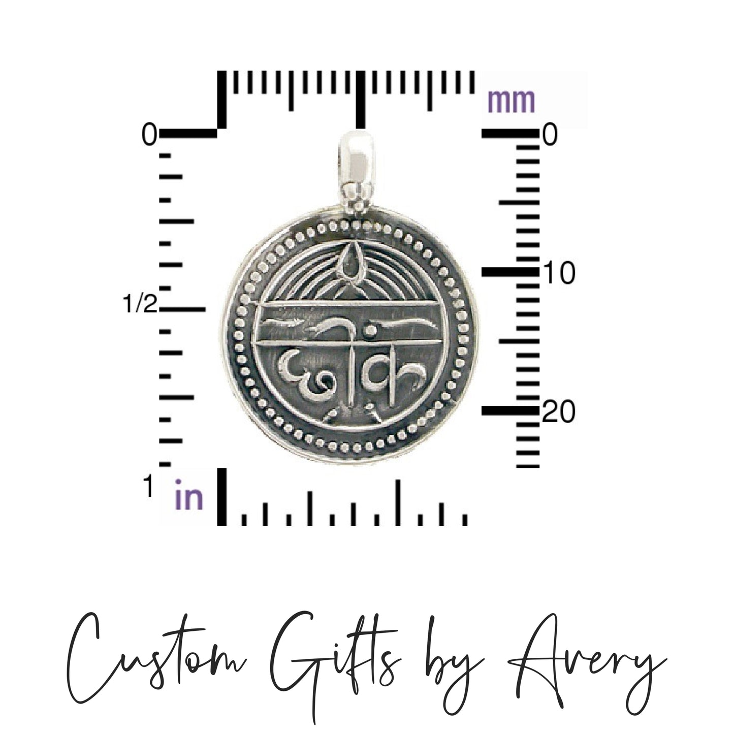 Sterling Silver Sanskrit "Good Health" Coin Necklace