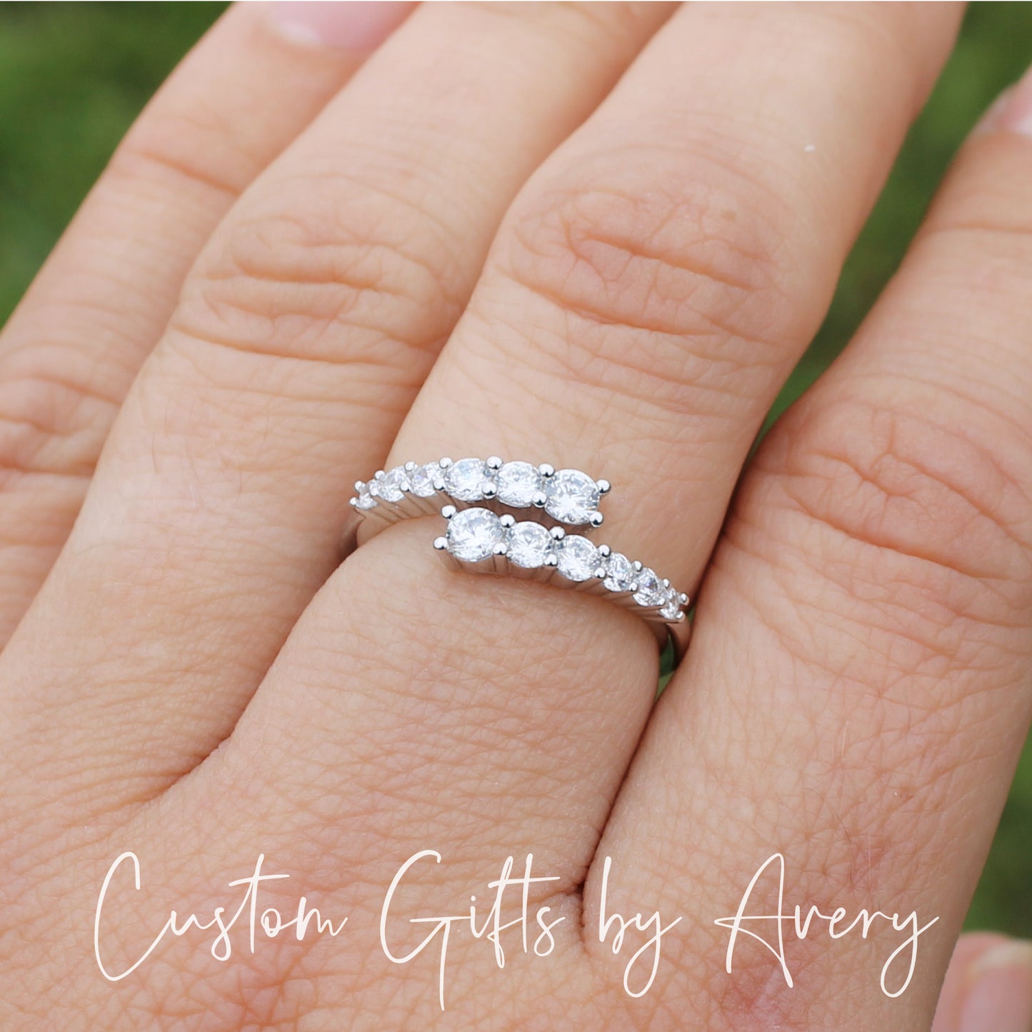 Sterling Silver & Graduated Cubic Zirconia Ring