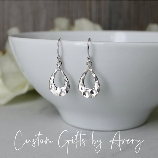 Hammered Sterling Silver Teardrop Earrings