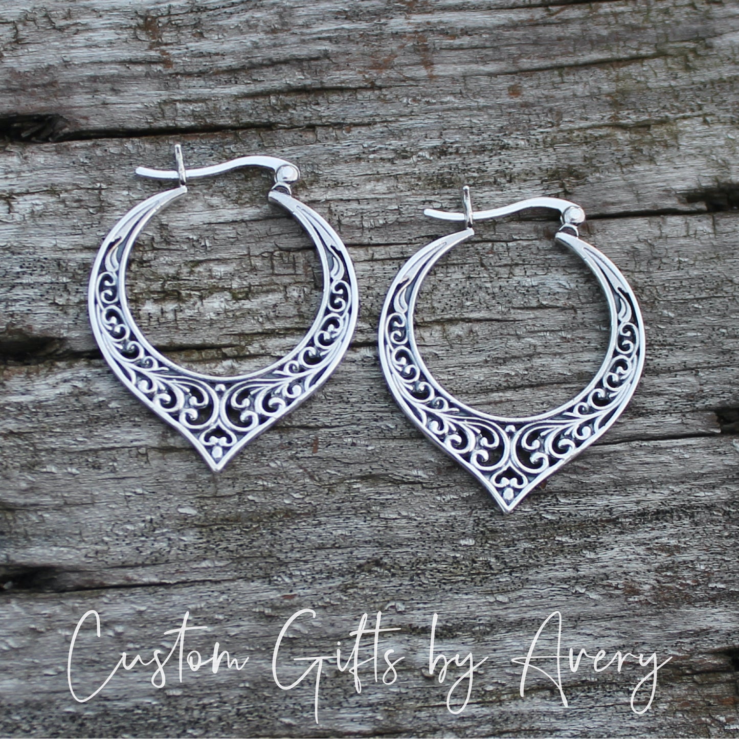 Sterling Silver Filigree Hoop Earrings