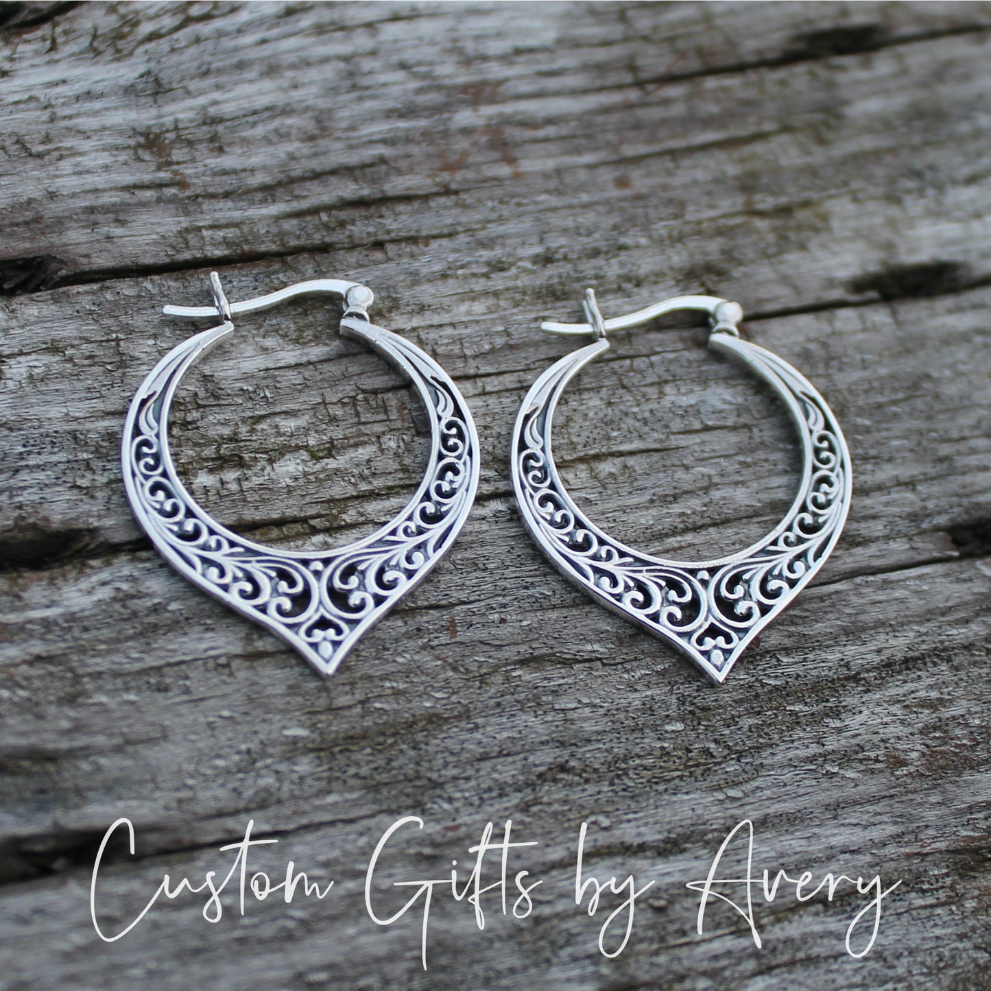 Sterling Silver Filigree Hoop Earrings