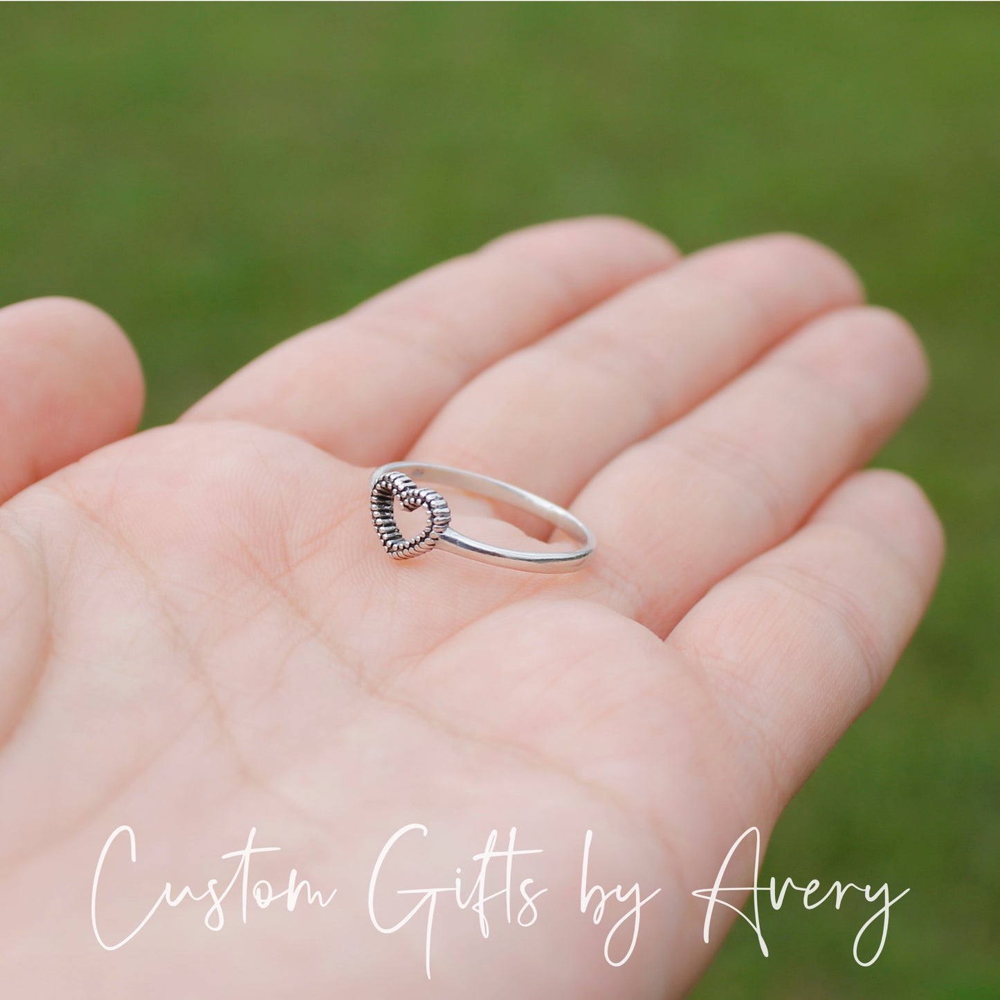 Tiny Sterling Silver Bali Open Heart Ring