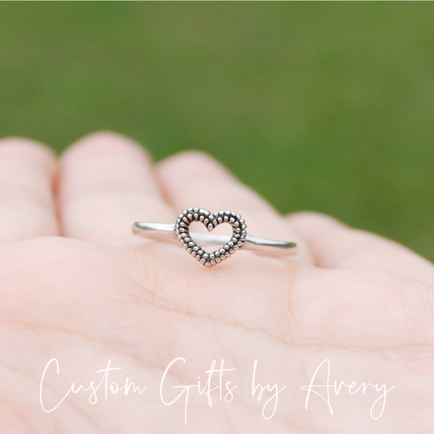 Tiny Sterling Silver Bali Open Heart Ring