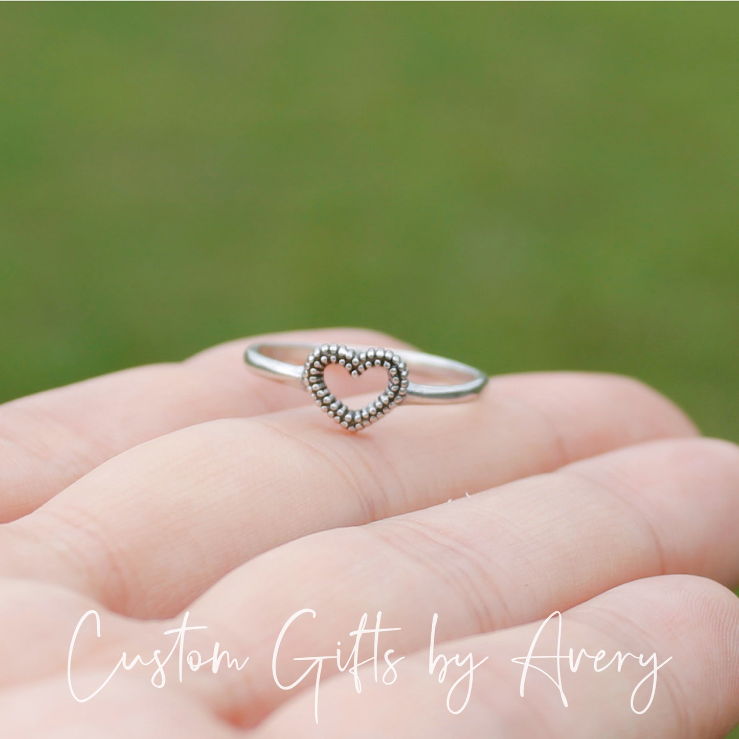 Tiny Sterling Silver Bali Open Heart Ring