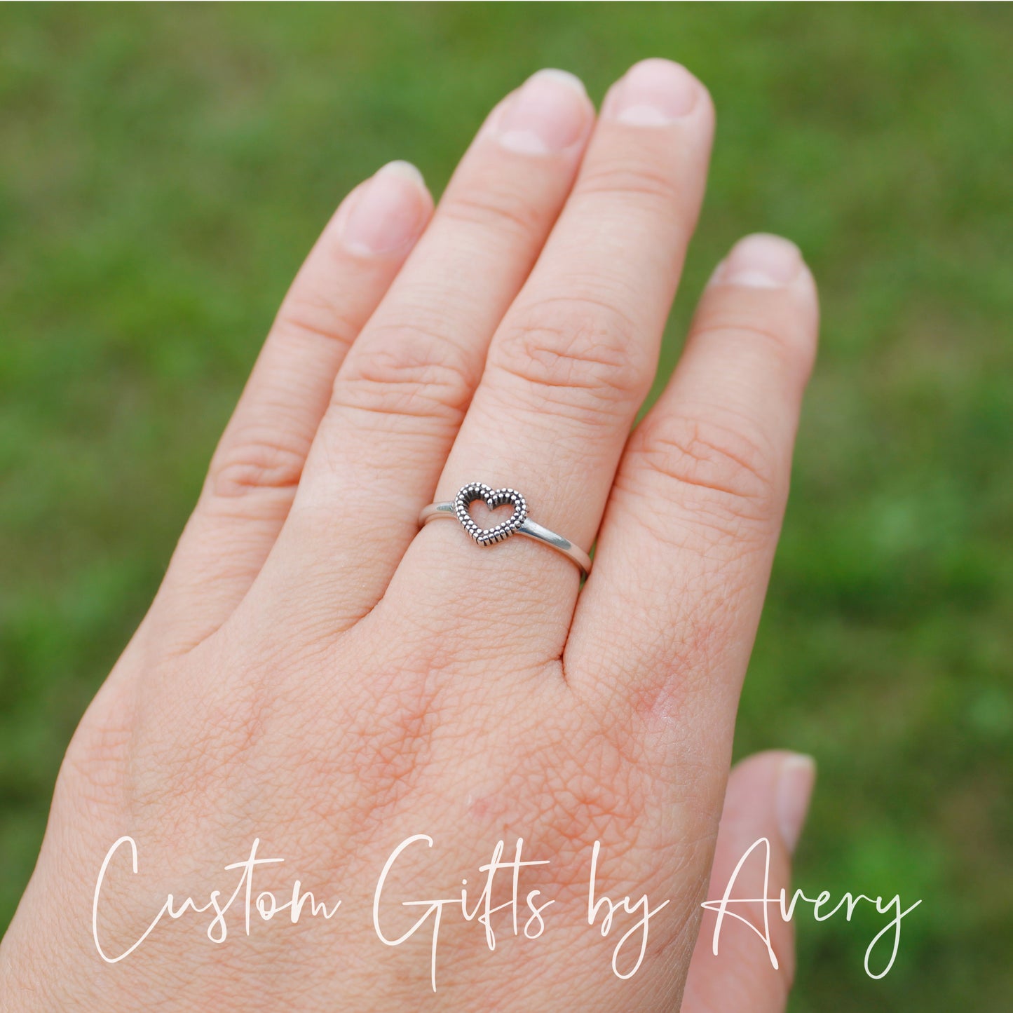 Tiny Sterling Silver Bali Open Heart Ring