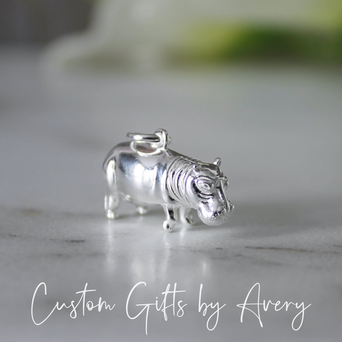 3D Sterling Silver Hippopotamus Necklace